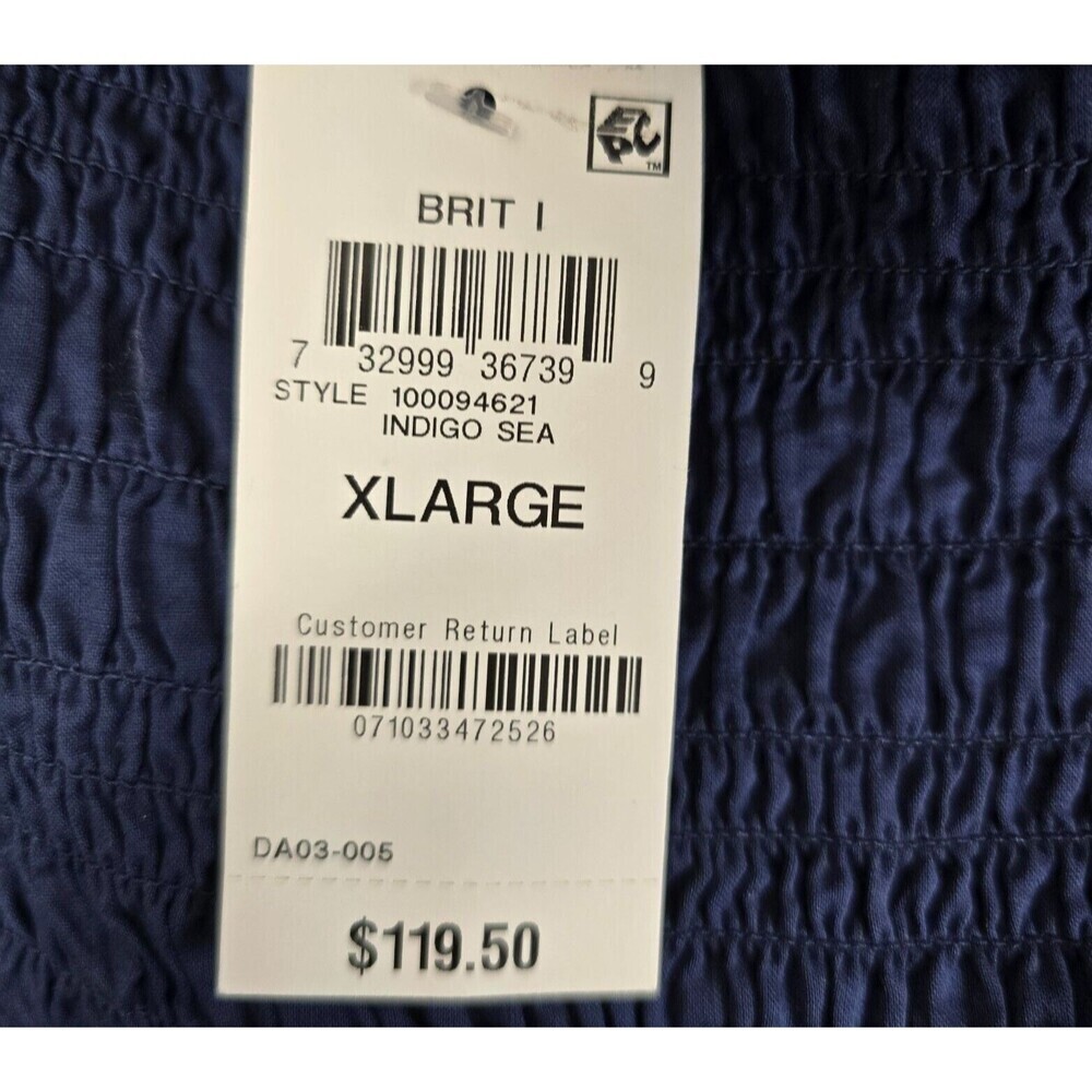 INC Smocked Tiered Maxi Dress XL Blue Cottagecore Nautical Boho Country - Picture 6 of 8